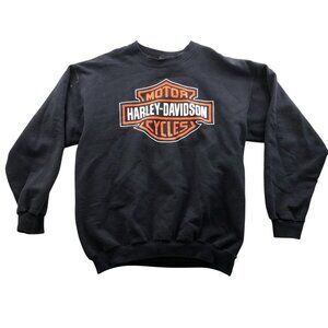 Vintage Harley-Davidson Mens Sweatshirt Medium Crew Neck Graphic Top Black Retro